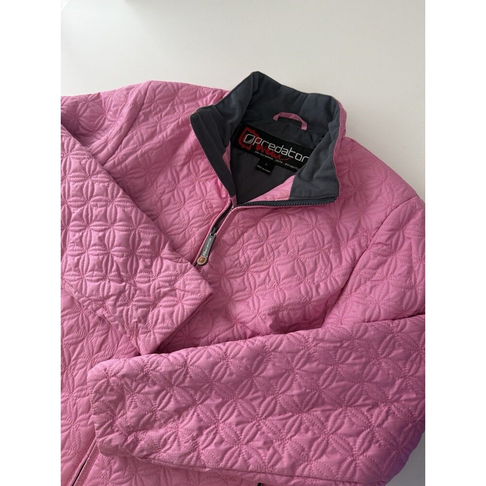 Predator Jacket Womens L Pink Quilted Full Zip Coat Casual Fall spring Preppy